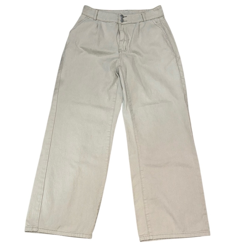 Shein Wide Leg High Rise Beige / Cream Double Button Jeans Size 30
